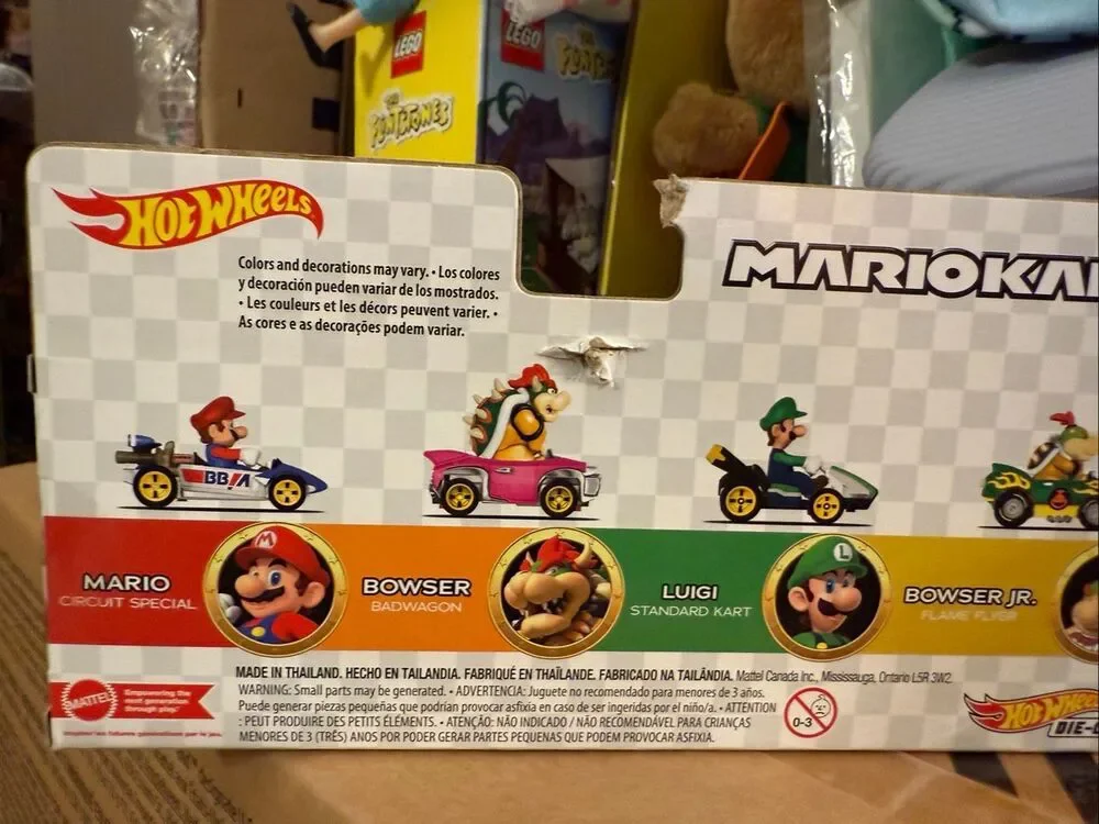 Hot Wheels Mario Kart Die-Cast Vehicles Mario Bowser Luigi Bowser Jr 4-Pack New